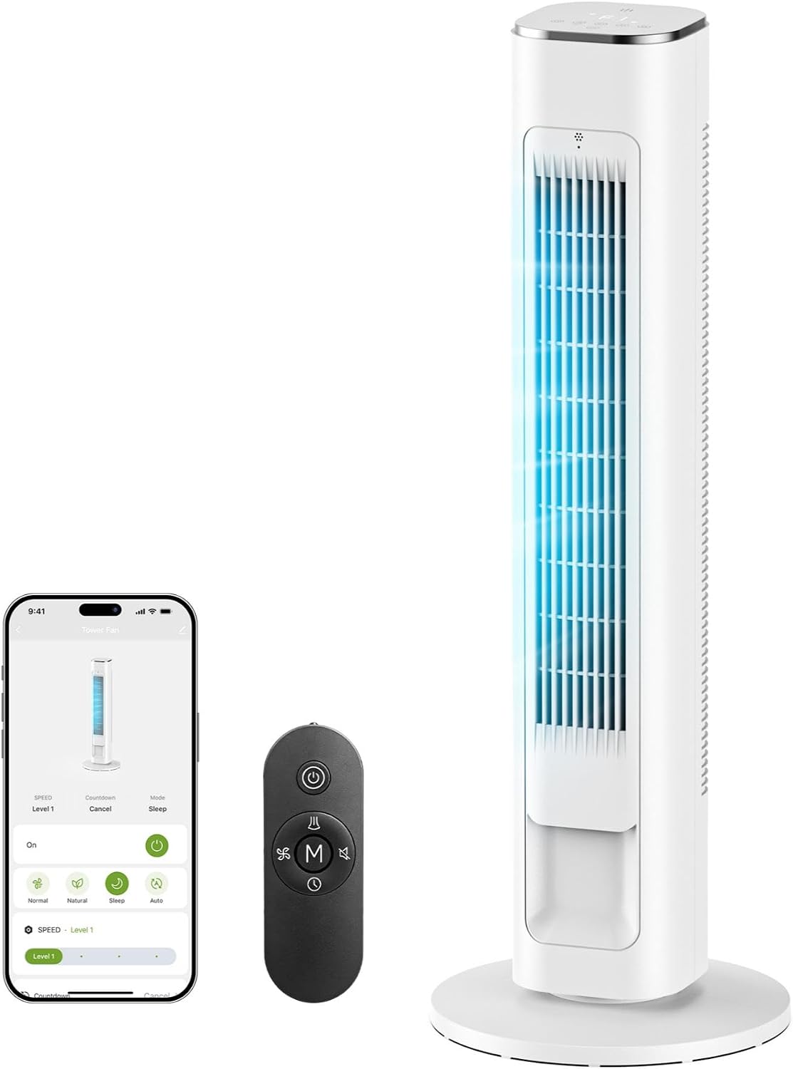Cendre 36-Inch Smart Tower Fan with WiFi, Voice Control & 90° Oscillation
