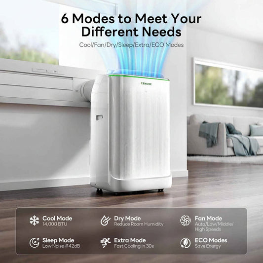 Cendre Smart Inverter Portable AC, 14,000–16,000 BTU, Ultra-Quiet