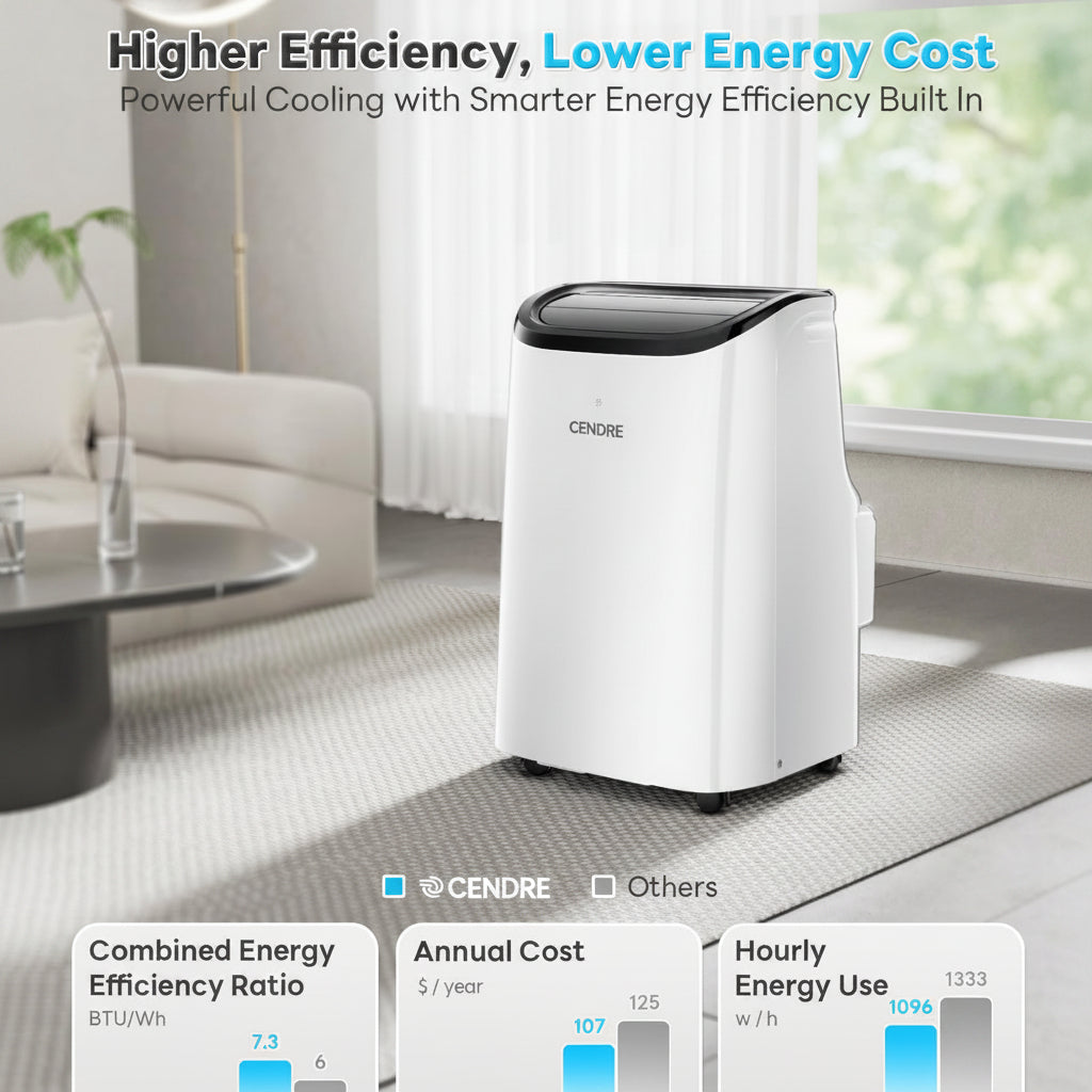 Cendre Max 12,000 BTU Quiet Portable AC for Rooms up to 550 Sq. Ft.