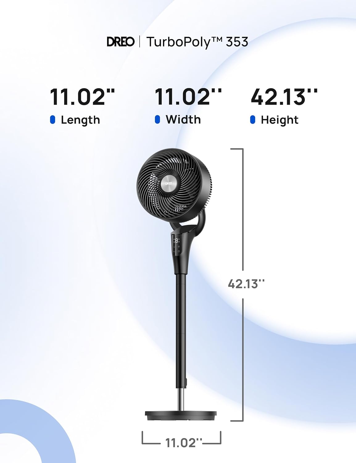 Cendre Max Quiet Oscillating Fan with 8 Speeds & Adjustable Tilt