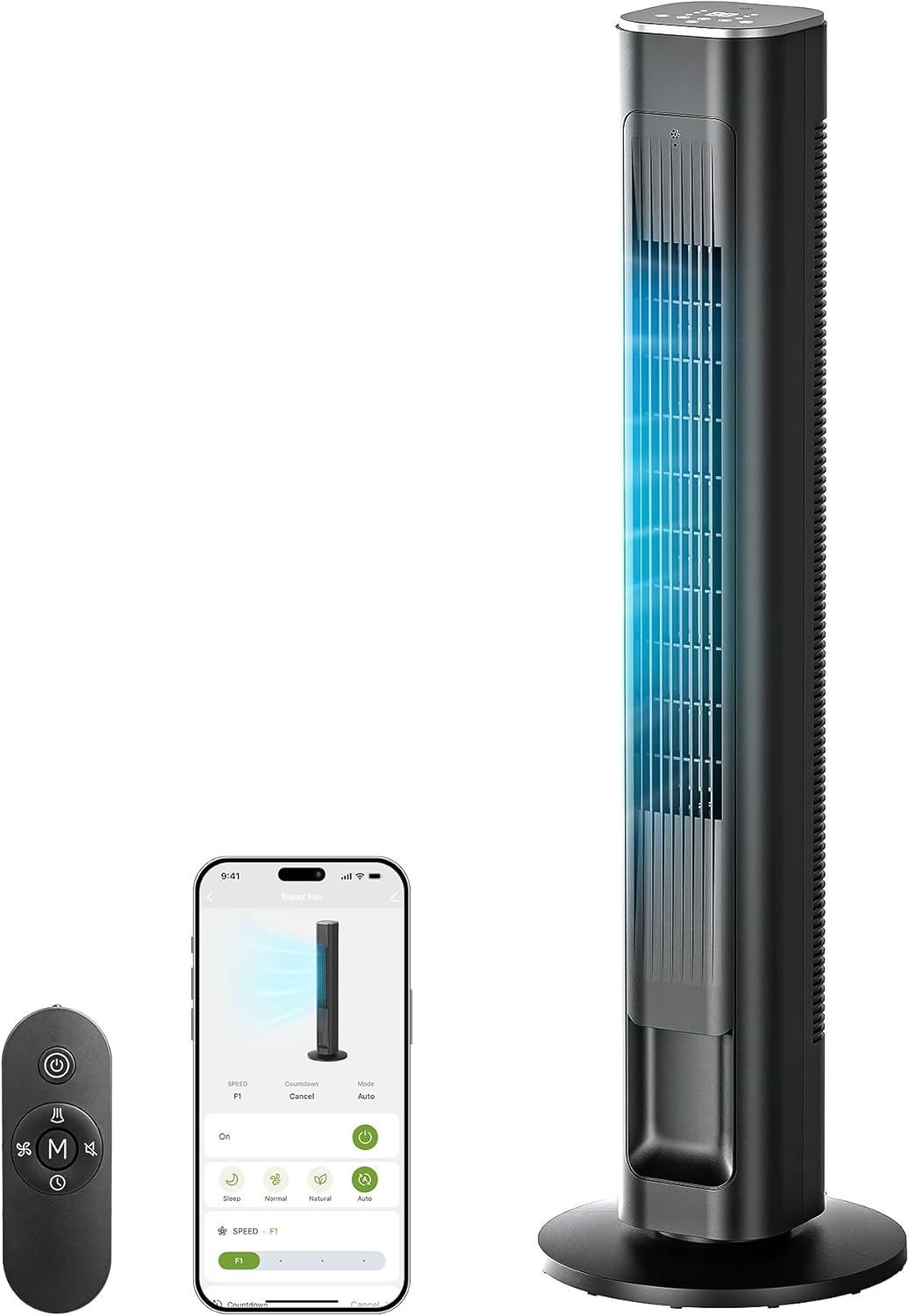 Cendre 36-Inch Smart Tower Fan with WiFi, Voice Control & 90° Oscillation
