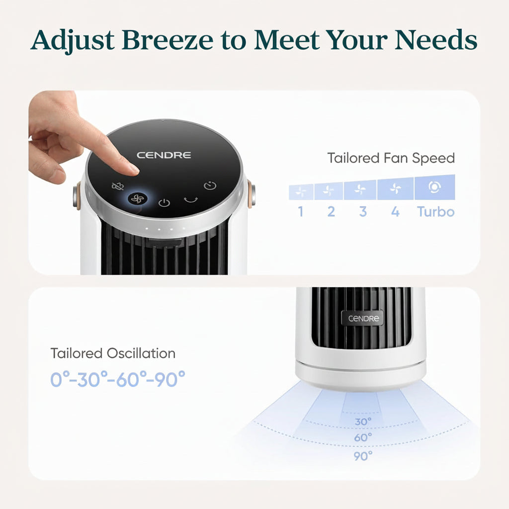 Cendre Quiet 5-Speed Oscillating Tower Fan with Remote