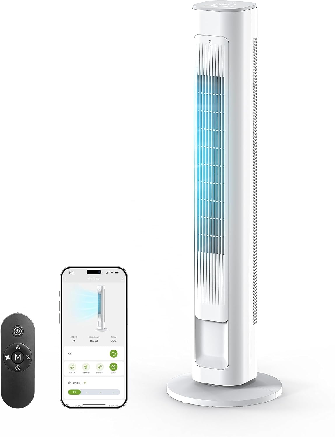 Cendre 36-Inch Smart Tower Fan with WiFi, Voice Control & 90° Oscillation