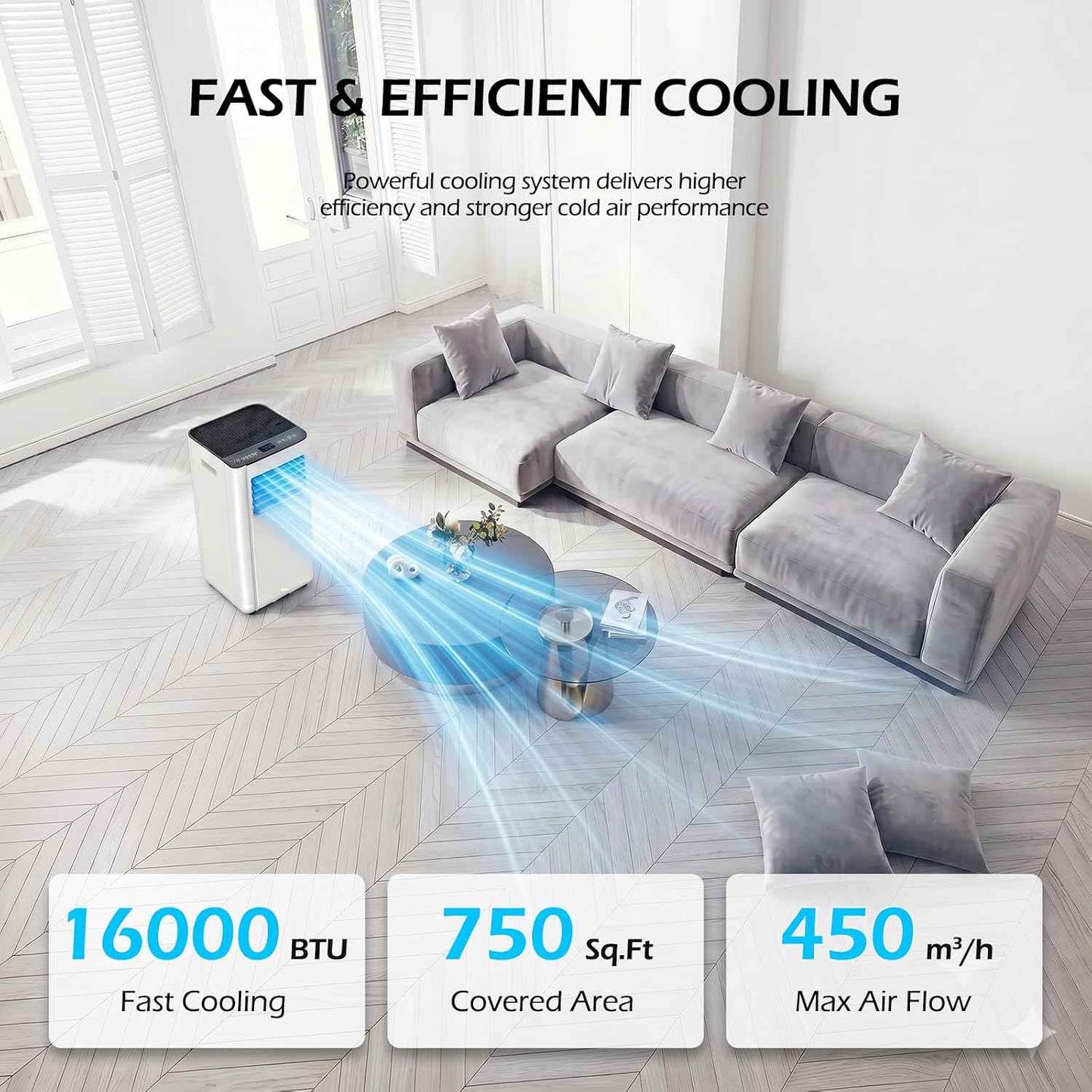 Cendre 16,000 BTU WiFi Portable AC with 40 dB Quiet Mode