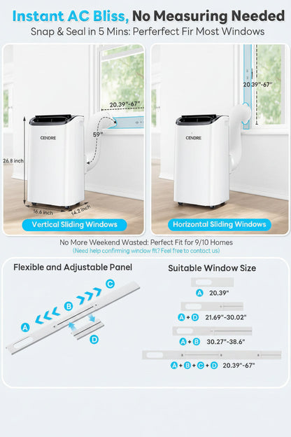 Cendre 14,000 BTU Smart Portable Air Conditioner with WiFi & Remote