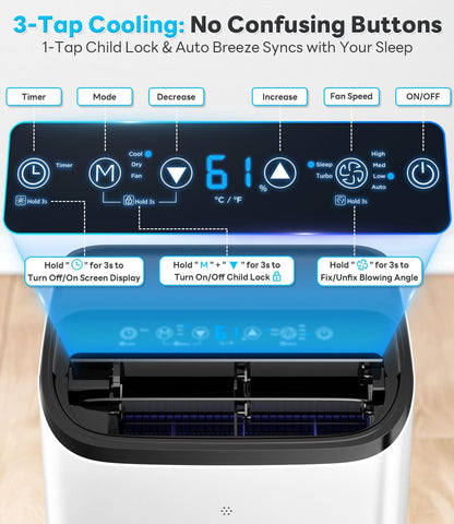 Cendre 14,000 BTU Smart Portable Air Conditioner with WiFi & Remote
