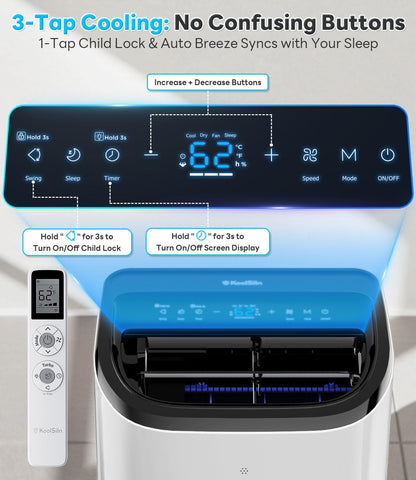 Cendre Max 12,000 BTU Quiet Portable AC for Rooms up to 550 Sq. Ft.