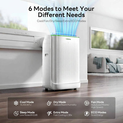 Cendre Smart Inverter Portable AC, 14,000–16,000 BTU, Ultra-Quiet