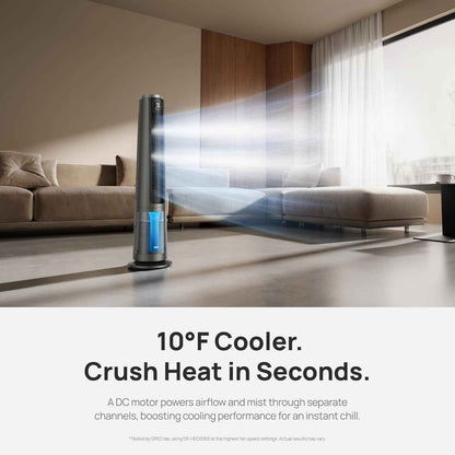 Cendre TurboCool Smart Misting Fan, 10°F Cooling & 34 ft/s Airflow