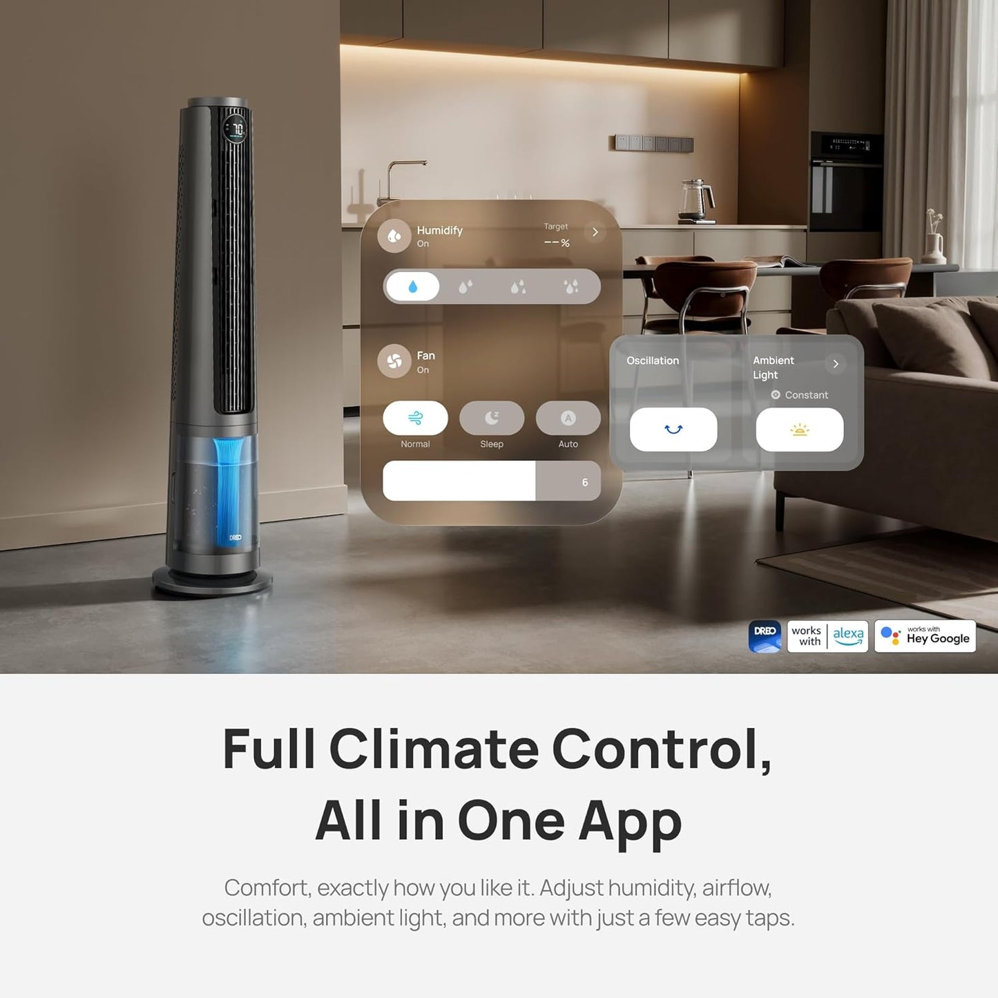 Cendre TurboCool Smart Misting Fan, 10°F Cooling & 34 ft/s Airflow