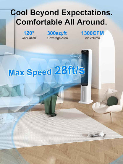 Cendre 3-in-1 Portable Evaporative Air Cooler with 120° Oscillation