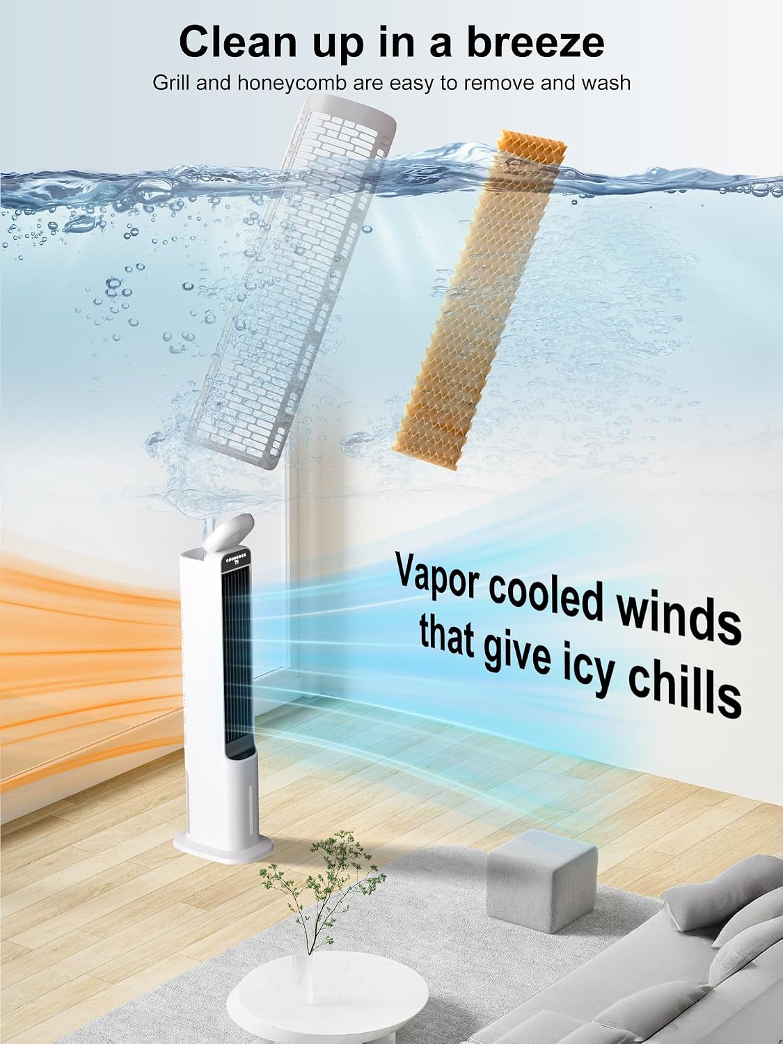 Cendre 3-in-1 Portable Evaporative Air Cooler with 120° Oscillation