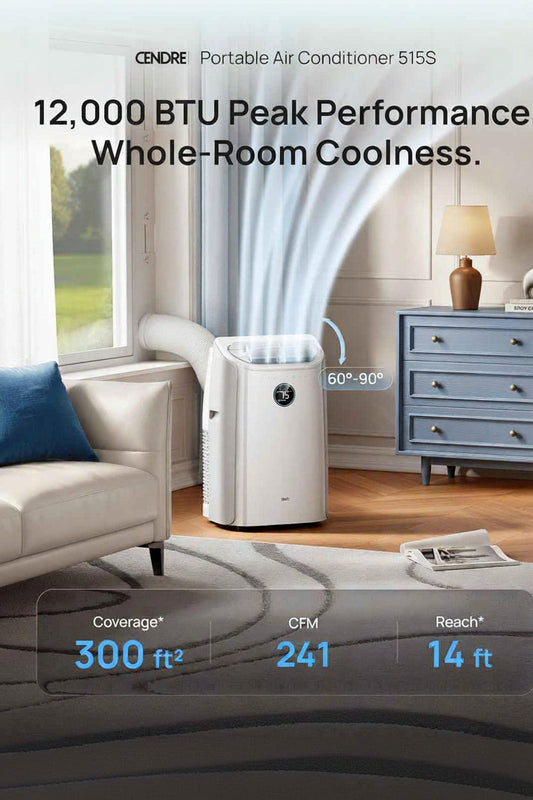 Cendre 12,000 BTU Smart Portable Air Conditioner, Quiet Operation