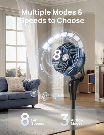Cendre Max Quiet Oscillating Fan with 8 Speeds & Adjustable Tilt