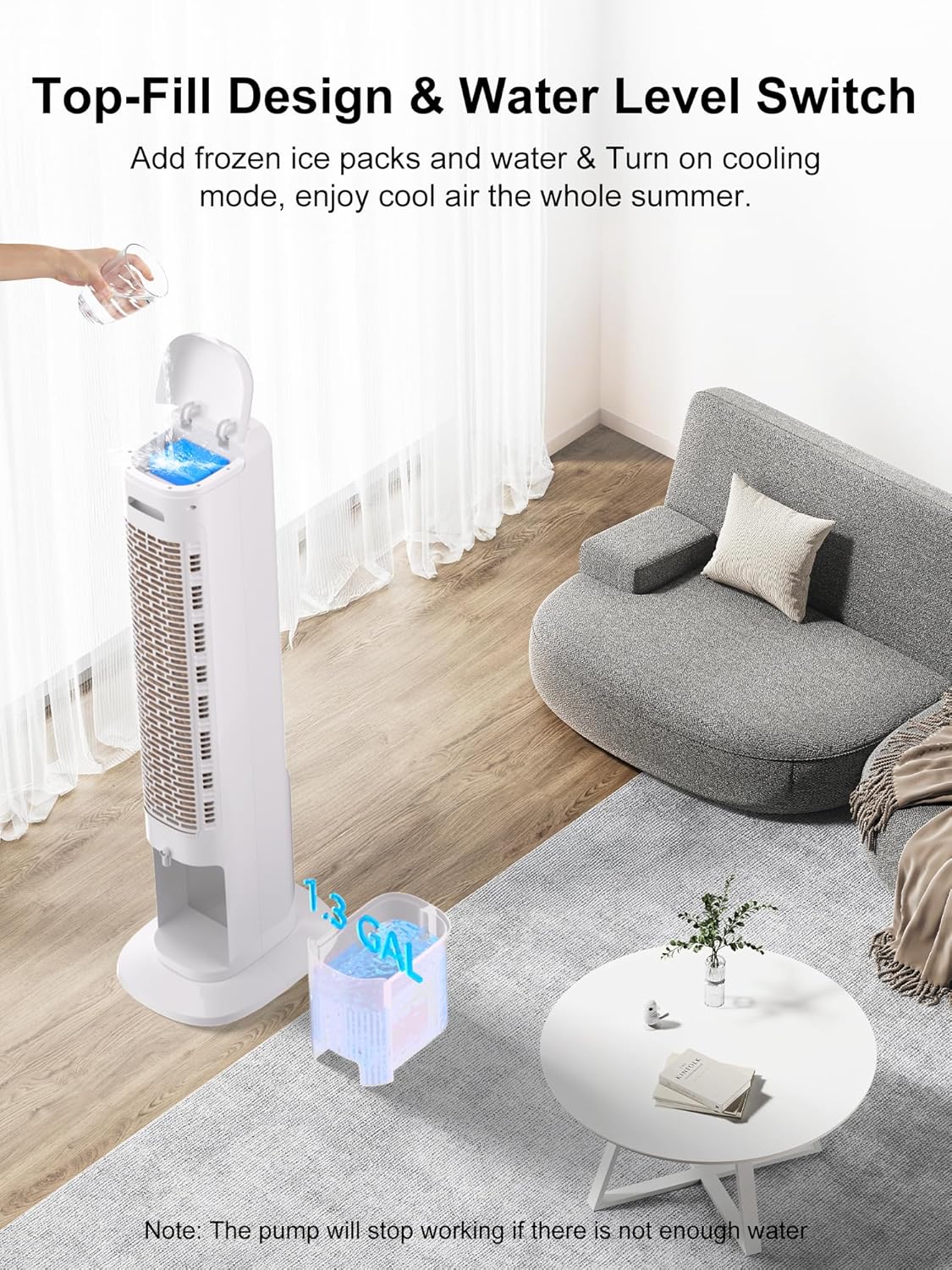 Cendre 3-in-1 Portable Evaporative Air Cooler with 120° Oscillation